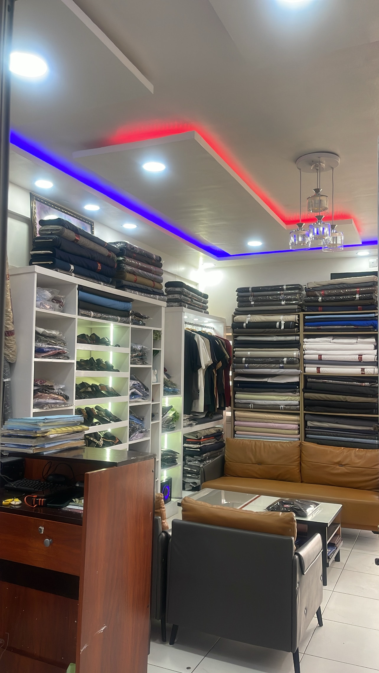 Fabrics on the shelves at the Dansoman branch